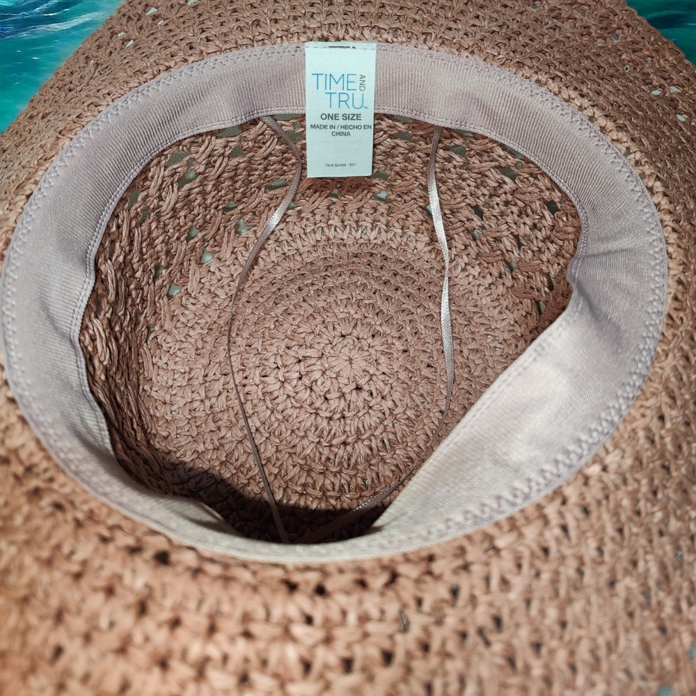 TIME and TRU Natural Open Weave Wide Brim Sunhat - Picture 9 of 12